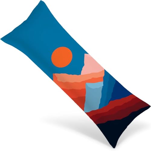 Seitenschläferkissen Bezug 160x50 Langer Kissenbezüge Rot Beidseitiger Druck Nachttischkissen, Extragroße Kissenbezug mit Unsichtbarem Reißverschluss, Samt Body Pillow Case Wohnaccessoires（Berg）1Y-977 von Wngssnho