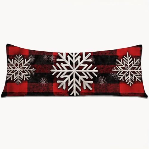 Seitenschläferkissen Bezug 160x50 Langer Kissenbezüge Weihnachten Beidseitiger Druck Nachttischkissen, Große Kissenbezug mit Unsichtbarem Reißverschluss, Samt Body Pillow Case Dekoration（Rot）1Y-939 von Wngssnho