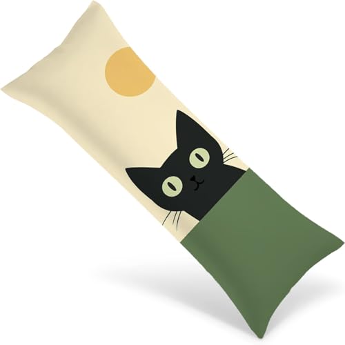Seitenschläferkissen Bezug 90x30 Langer Kissenbezüge Katze Beidseitiger Druck Nachttischkissen, Extragroße Kissenbezug mit Unsichtbarem Reißverschluss, Samt Body Pillow Case Heimdekoration（Grün）1Y-967 von Wngssnho
