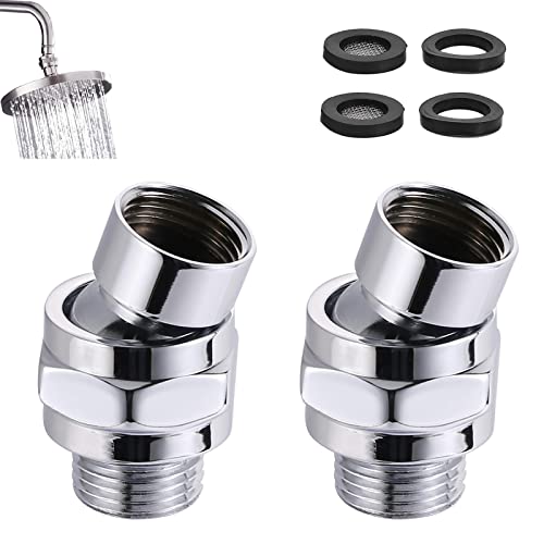 2 Stücke Duschkopf adapter 1/2, Duschkopf Regendusche Kugelgelenk, Duschkopf Kugelgelenkadapter, Handbrause Adapter, Messing G 1/2 Poliert Chrom, zum Anschluss von Duschköpfen und Wasserleitungen von WnlahuWA