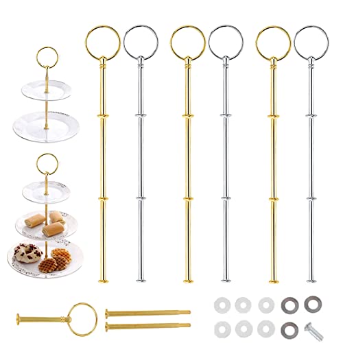 6 Stück Metallstangen Mittellochausstech, Etageren 3 Etagen, Stangen Set Etagere, Bausatz Stange, Etageren Stangen, mit Schrauben und Unterlegscheiben, für Partyhochzeits Displayständer von WnlahuWA