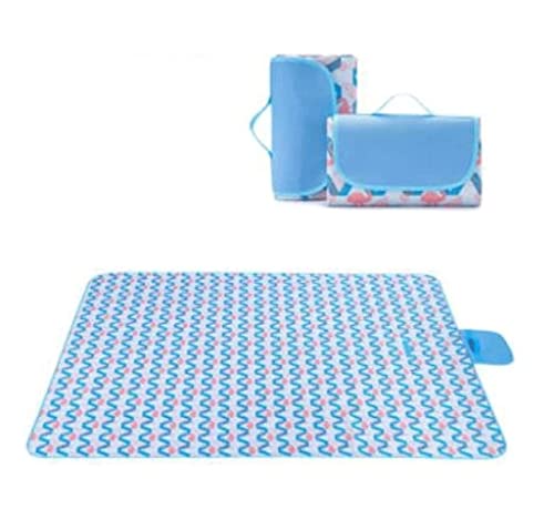 Picknickdecke, Strandmatte, Outdoor-Picknickdecke, tragbar, wasserdicht, verdicktes Oxford-Gewebe, Campingmatte (maschinenwaschbar), Picknickmatte (blau: einfarbig, Größe: 200 x 145 cm) von Wnota