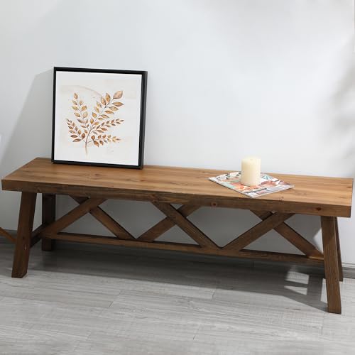 Wnutrees 137,2 cm Bauernhaus Holzbank Rustikale Massivholz Eingangsbank Sitzbank mit Doppel-X-Struktur für Esszimmer, Wohnzimmer, Flur, strukturelle Stabilität, Natur Wnutrees 137,2 cm Bauernhaus Holzbank Rustikale Massivholz Eingangsbank Sitzbank mit Doppel-X-Struktur für Esszimmer, Wohnzimmer, Flur, strukturelle Stabilität, Natur von Wnutrees