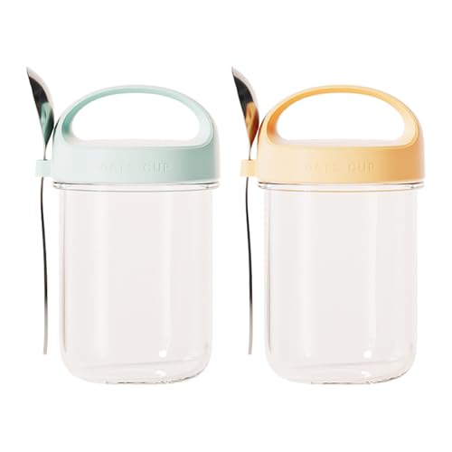 Wnvivi 1/2 Stück Overnight-Oats-Behälter mit Deckel und Löffel, Haferflockenbecher aus Glas, Wiederverwendbare Joghurtbecher mit Deckel, Müslibecher für Unterwegs, 430 Ml Wnvivi 1/2 Stück Overnight-Oats-Behälter mit Deckel und Löffel, Haferflockenbecher aus Glas, Wiederverwendbare Joghurtbecher mit Deckel, Müslibecher für Unterwegs, 430 Ml von Wnvivi