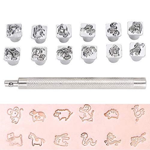 Wnvivi 12-teiliges Stanzwerkzeug, Tiermuster, DIY-Lederhandwerk, Schnitzstempel mit Griff, Lederstempel-Stanzwerkzeug Wnvivi 12-teiliges Stanzwerkzeug, Tiermuster, DIY-Lederhandwerk, Schnitzstempel mit Griff, Lederstempel-Stanzwerkzeug von Wnvivi