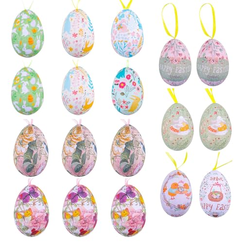 Wnvivi 18 Stück Schaumstoff-Ostereier, Mini-Ostereier-Hängeornamente, Handbemalte Pastell-Ostereier-Dekorationen für Partys Wnvivi 18 Stück Schaumstoff-Ostereier, Mini-Ostereier-Hängeornamente, Handbemalte Pastell-Ostereier-Dekorationen für Partys von Wnvivi