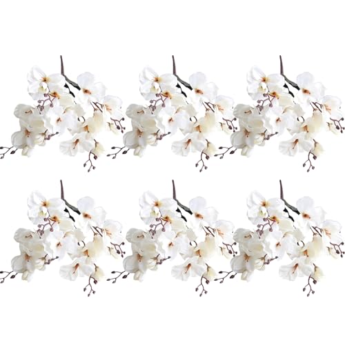 Wnvivi 4/6 Stück Künstliche Weiße Magnolienblüten, 43 cm Seidenorchideenblütenbüsche, Je 5 Stiele, Künstlicher Magnolienstrauß, Künstliches Blumenarrangement für die(6 Stück) von Wnvivi