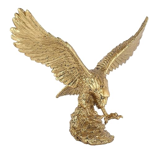 Wnvivi Adler-Statue aus Kunstharz, Dekorative Goldene Fliegende Adler-Statue, Skulptur, Heimdekoration, Tierfigur aus Kunstharz für Büro-Desktop-Display von Wnvivi