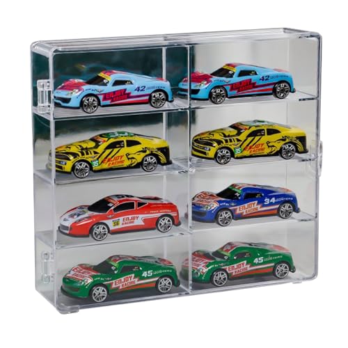 Wnvivi Automodell-Vitrine mit 8 Feldern, Mini-Fahrzeugmodell-Aufbewahrungsbox Im Maßstab 1:64, Staubdichtes Kunststoff-Figuren-Ornament-Vitrine-Rack für Sammlerstücke von Wnvivi