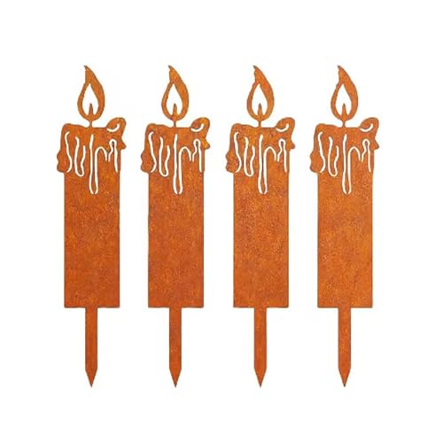 Wnvivi Dekorative Gartenpfähle, rostige Metall-Tierkerzen-Silhouette, Gartenstecker für den Außenbereich, Metall, Gartenstecker für Hof, Kunstdekoration (Kerze) von Wnvivi