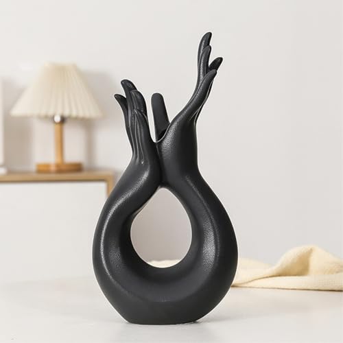 Wnvivi Keramik-Handvase, Moderne Menschliche Körper-Hand-Blumenvase, ästhetisch, Einzigartige Blumenarrangement-Vase, Pampasgras-Vase für Heimdekoration(Schwarz) von Wnvivi