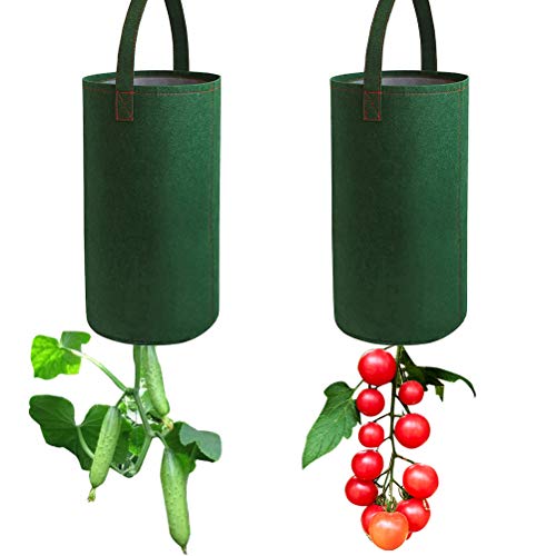 Wnvivi Tomaten-Pflanzgefäß zum Aufhängen, aus Filz, zum Aufhängen, Erdbeer-Pflanzbeutel, Pflanzbeutel für Erdbeere, Gemüse, Blumen, Grün, 2 Stück von Wnvivi