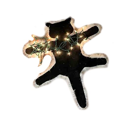 Wnvivi Weihnachtsteppich mit Gebratener Katze, Süßer Plüschteppich mit Gebratener Katze und Lichtern, Lustige Weihnachts-Bodenmatte mit Lichtern für die Heimdekoration(Warmes Licht) von Wnvivi