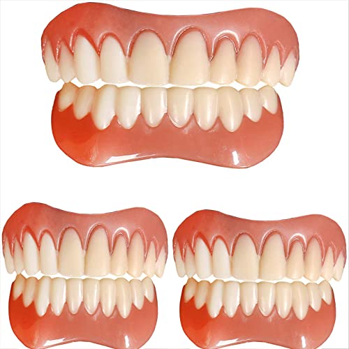 WoCOyo Zahnersatz Sofortiges Comfort Fit Temporäre Zähne Silikagel Kosmetische Dentalveneers Oberkiefer und Unterkiefer Lächeln Zähne Prothese für Männer und Frauen,3pc WoCOyo Zahnersatz Sofortiges Comfort Fit Temporäre Zähne Silikagel Kosmetische Dentalveneers Oberkiefer und Unterkiefer Lächeln Zähne Prothese für Männer und Frauen,3pc von WoCOyo