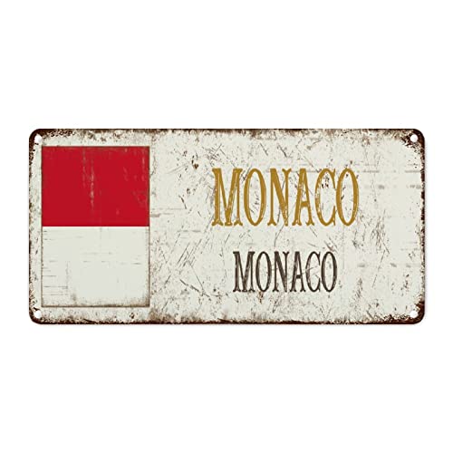 Monaco Flagge Metall Blechschild Monaco Vintage Metall Blechschilder Nationalflagge Stadt Souvenir Metall Blechschild Reise Geschenk Schild für Wohnzimmer Küche Veranda 30,5 x 15,2 cm patriotisches von WoGuangis