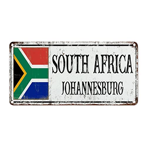 Südafrika Johannesburg City Metallschild Blechschild Südafrika Landflagge Retro Metall Wandbehang Schild Reise Geschenk Souvenir Metallkunst Schild für Veranda Garten Outdoor 30,5 x 15,2 cm von WoGuangis