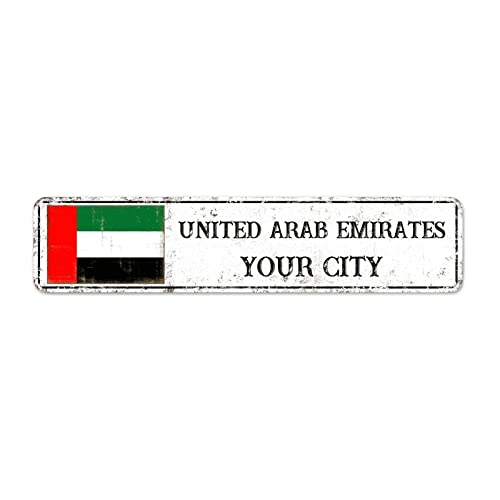 United Arab Emirates Retro Metallschild Custom City Retro Wandschild Vereinigte arabische Emirate Flagge Metallschild Bauernhaus Dekor Land Souvenir Schild Nationalflagge Metallschild für Wohnzimmer von WoGuangis