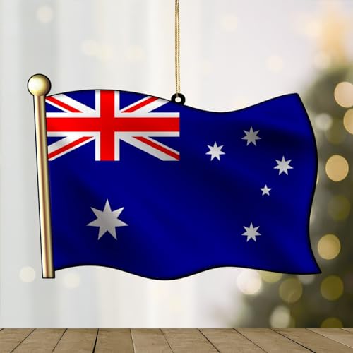 WoGuangis Australien-Flagge, Landflaggen, Weihnachtsschmuck für Kinder, Australien, Weihnachtsdekorationen, Weltreisende, Acryl, Weihnachtsschmuck, Andenken, Einweihungsgeschenk von WoGuangis