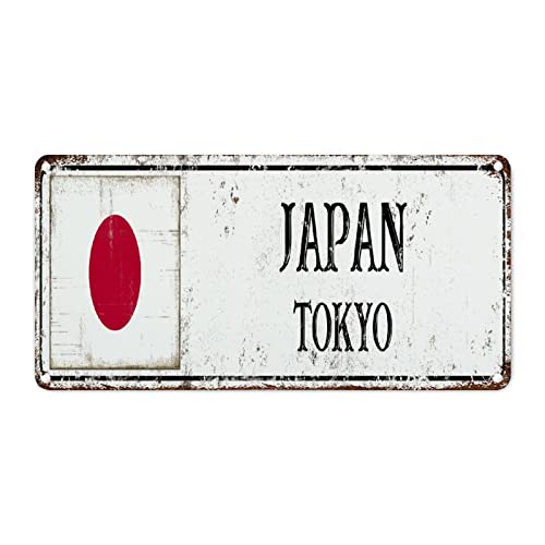 WoGuangis Japan Aluminium Metallschild Japan Nationalflagge Tokyo City Metall Wandschild Land Souvenir Geschenk Retro Aluminium Metallschilder für Wohnzimmer 30,5 x 15,2 cm Reiseliebhaber von WoGuangis