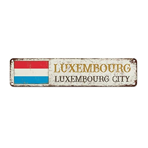 WoGuangis Luxemburg-Flagge, Metallschilder, Luxemburg, Stadt, Souvenir, Männerhöhle, Landesouvenir, Geschenk, Nationalflagge, Vintage-Metallwanddekoration für Schlafzimmer, Hof, Garage, Garten, 45,7 von WoGuangis