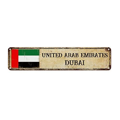 WoGuangis Metall-Wanddekoration mit Vereinigten Arabischen Emiraten, Dubai-Stadt-Souvenir, Aluminium-Kunstschilder, Land-Souvenir, Geschenk, Nationalflagge, Retro-Wanddekoration, Plaketten für von WoGuangis