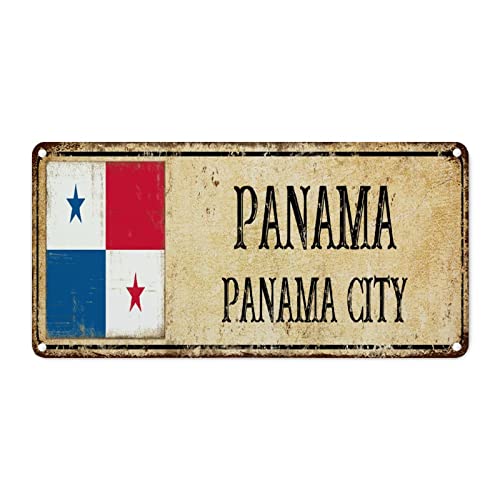 WoGuangis Panama Aluminium Schild Panama Nationalflagge Panama Stadt Metall Blechschild Land Souvenir Geschenk Vintage Home Dekorative Schilder für Wohnzimmer 30,5 x 15,2 cm Einweihungsgeschenk für von WoGuangis