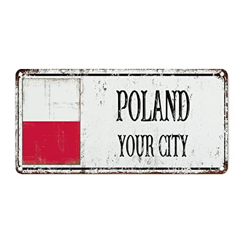 WoGuangis Polen Flagge Metall Wandschild Personalisiert Custom City Französisch Vintage Retro Metallschilder Nationalflagge Stadt Souvenir Metall Blechschild Reise Geschenk Schild für Waschküche Büro von WoGuangis