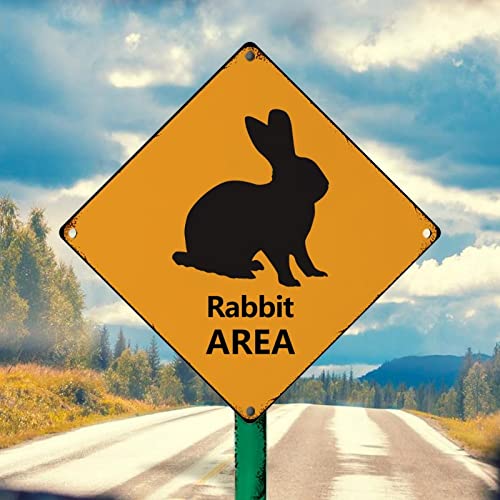 WoGuangis Retro Straße Hängeschild Niedliches Tier Kaninchen Bunny Area Metallschilder Kaninchen Kreuzung Männer Höhle Schilder Vorsicht Kaninchen Schild für Straße Outdoor Hofboden 30,5 x 30,5 cm von WoGuangis