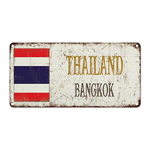 WoGuangis Thailand Bangkok City Metall Blechschild Wandschild Thailand Landflagge Vintage Metall Blechschilder Reise Geschenk Souvenir Aluminium Kunst Schilder für Wohnzimmer Schlafzimmer Werkstatt von WoGuangis