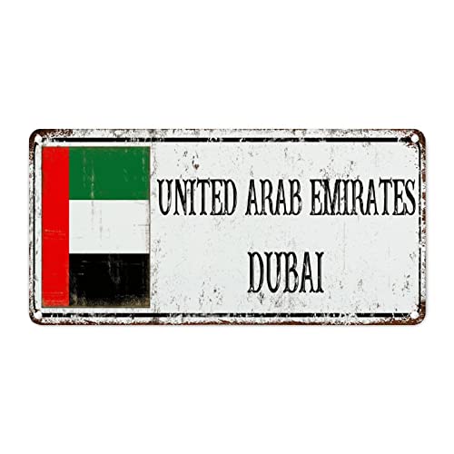 WoGuangis Vereinigte Arabische Emirate Vintage Metall Blechschilder Dubai City Metallschild Vereinigte Arabische Emirate Landflagge Souvenir Geschenk Wanddekoration Metallschild für Waschküche von WoGuangis