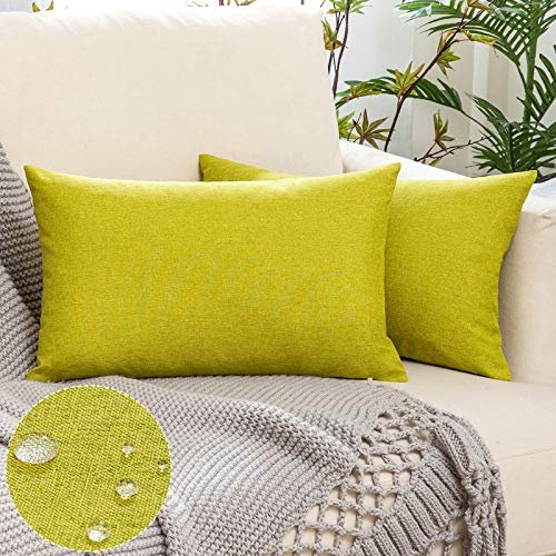 Woaboy 2er Set Outdoor Kissenbezüge Wasserfeste Kissen Wasserdicht Kissenhülle Dekohülle Sofakissen Moderne Couchkissen für Draußer Sofa Balkon Terrasse Garten 30 x 50 cm Vegetation Grün von Woaboy