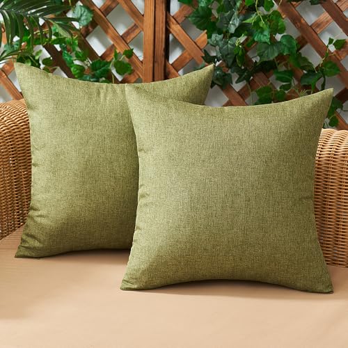 Woaboy 2er Set Outdoor Kissenbezüge Wasserfeste Kissen Wasserdicht Kissenhülle Dekohülle Sofakissen Moderne Couchkissen für Draußer Sofa Balkon Terrasse Garten 40 x 40 cm Dunkelgrün von Woaboy