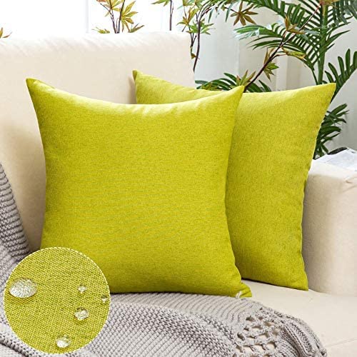 Woaboy 2er Set Outdoor Kissenbezüge Wasserfeste Kissen Wasserdicht Kissenhülle Dekohülle Sofakissen Moderne Couchkissen für Draußer Sofa Balkon Terrasse Garten 40 x 40 cm Vegetation Grün von Woaboy