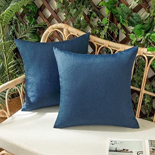 Woaboy 2er Set Outdoor Kissenbezüge Wasserfeste Kissen Wasserdicht Kissenhülle Dekohülle Sofakissen Moderne Couchkissen für Draußer Sofa Balkon Terrasse Garten 50 x 50 cm Navy Blau von Woaboy