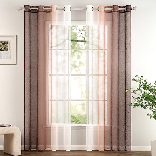 Woaboy 2er Set Voile Vorhang Zweifarbiger Vorhang mit Ösen Transparente Gardine Ösenschal Dekoschal Fensterschal Lichtdurchlässig für Schlafzimmer und Wohnzimmer 140x245cm Hellkaffee Woaboy 2er Set Voile Vorhang Zweifarbiger Vorhang mit Ösen Transparente Gardine Ösenschal Dekoschal Fensterschal Lichtdurchlässig für Schlafzimmer und Wohnzimmer 140x245cm Hellkaffee von Woaboy