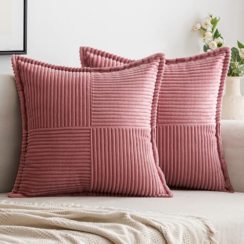 Woaboy Kissenbezüge Kordsamt Kissenhülle Dekorative Sofakissen Couchkissen Weich Dekokissen Zierkissenbezug für Zierkissen Sofa Schlafzimmer Wohnzimmer 2er Set Marmelade 40x40cm von Woaboy