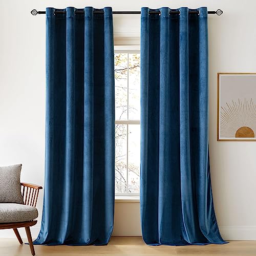 Woaboy Samtvorhänge Verdunkelungsvorhang Gardinen Samt mit Ösen Blickdicht für Wohnzimmer Blackout Curtains Thermovorhang Schalldämmend Schlafzimmer 2er Set 117x228cm (B x H) Petrol von Woaboy