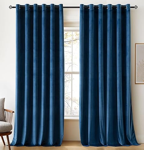 Woaboy Samtvorhänge Verdunkelungsvorhang Gardinen Samt mit Ösen Blickdicht für Wohnzimmer Blackout Curtains Thermovorhang Schalldämmend Schlafzimmer 2er Set 228x228cm (B x H) Petrol von Woaboy