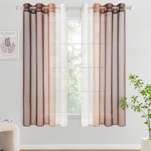 Woaboy Voile Vorhang Zweifarbiger Vorhang mit Ösen Transparente Gardine Ösenschal Dekoschal Fensterschal Lichtdurchlässig für Schlafzimmer und Wohnzimmer 2er Set 140x145cm Hellkaffee Woaboy Voile Vorhang Zweifarbiger Vorhang mit Ösen Transparente Gardine Ösenschal Dekoschal Fensterschal Lichtdurchlässig für Schlafzimmer und Wohnzimmer 2er Set 140x145cm Hellkaffee von Woaboy