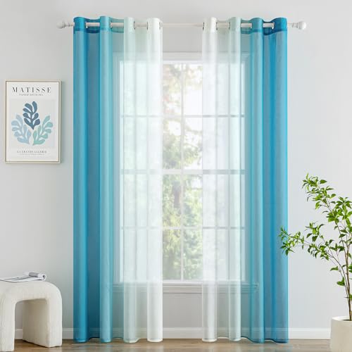 Woaboy Voile Vorhang Zweifarbiger Vorhang mit Ösen Transparente Gardine Ösenschal Dekoschal Fensterschal Lichtdurchlässig für Schlafzimmer und Wohnzimmer 2er Set 140x245cm Wasserblau Woaboy Voile Vorhang Zweifarbiger Vorhang mit Ösen Transparente Gardine Ösenschal Dekoschal Fensterschal Lichtdurchlässig für Schlafzimmer und Wohnzimmer 2er Set 140x245cm Wasserblau von Woaboy