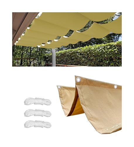 Einziehbare Welle Sonnensegel 1.8x6.5M Wellenmarkise Verstellbar Segeltuch mit Ösen und Kordel UV-Schutz Sonnenschutz Wasserdicht für Garten Pergola Balkon Terrasse Sand von Woace