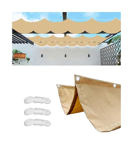 Sonnensegel Einziehbares 1x3M(BxL) Verstellbar Sonnensegel Welle Aufrollbar Segeltuch Markise Wasserdicht Sonnenschutz UV-Schutz für Outdoor Pergola Garten Balkon Terrasse Sand von Woace