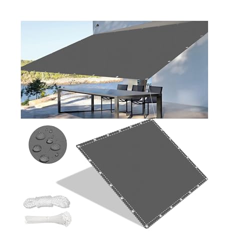Sonnensegel Rechteckig Garten Sonnenschutz Schattensegel Wasserdicht Schattierungsnetz für Gewächshaus Pflanzen Terrasse HüHnerstall Schwimmbäder UV Schutz 100% Polyester 3.7x3.7M Dunkelgrau von Woace