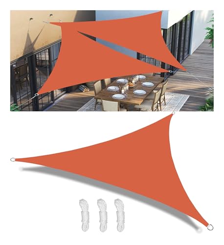 Sonnensegel Wasserdicht Dreieckig Schattentuch UV-Schutz Sunsegel Reißfest Dreieckig Segeltuch mit D-Ring und Seil für Garten Balkon Terrasse AußEnbereich Schwimmbad Orange 1.6x1.6x1.6M von Woace
