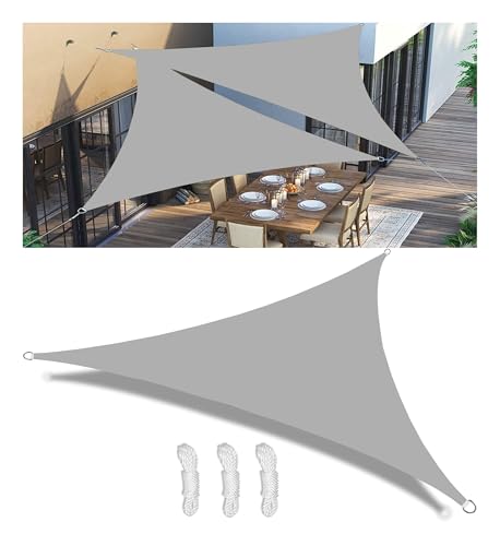 Sonnensegel Wasserdicht Dreieckig Schattentuch UV-Schutz Sunsegel Reißfest Segeltuch mit D-Ring und Seil für Garten Balkon Terrasse AußEnbereich Schwimmbad Hellgrau 1.4x1.4x1.4M von Woace