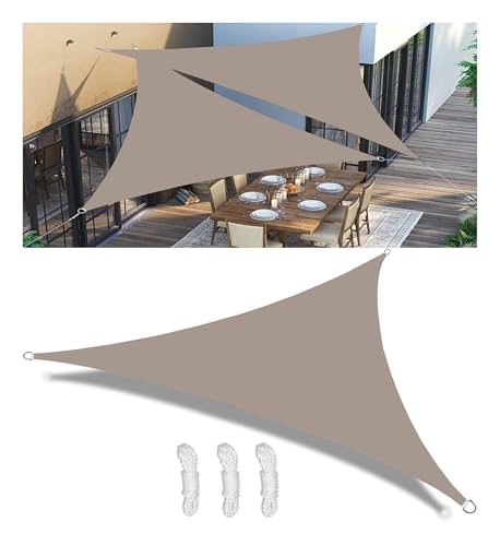 Sonnensegel Wasserdicht Dreieckig Schattentuch UV-Schutz Sunsegel Reißfest Segeltuch mit D-Ring und Seil für Garten Balkon Terrasse AußEnbereich Schwimmbad Khaki 1.4x1.4x2M von Woace