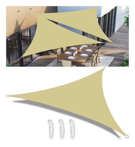 Sonnensegel Wasserdicht Dreieckig im Viele Größe und Farben mit D-Ring und Seil Polyester Schattentuch Sonnenschutz 98% UV Schutz Reißfest Wetterfest für Terrasse Garten Sand 1.7x1.7x2.4M von Woace