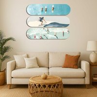 Surfbrett Wand Kunst Triptychon Moderne Küsten Strand Haus Dekor Surfbrett Wand Kunst Triptychon Moderne Küsten Strand Haus Dekor von Woakly