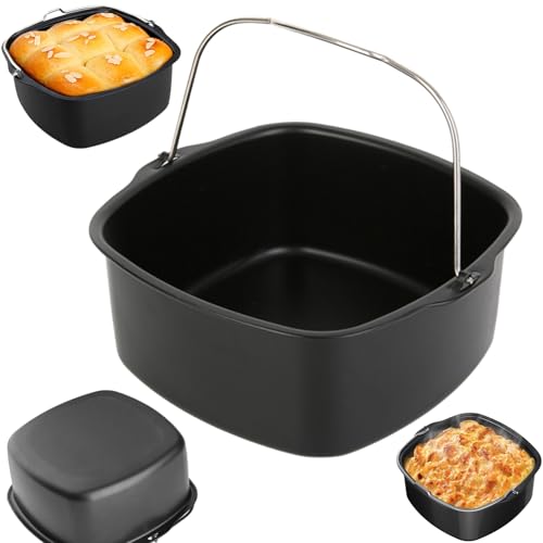 Fritteuse Quadratische Kuchenform, Heißluftfritteusen-Kochgeschirr, Heißluftfritteuse-, Quadratische Kuchenform Aus Lebensmittelechtem Aluminiumstahl Für Kastenkuchen Pizza Brownies von Woalopted