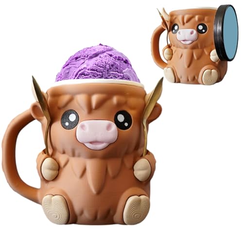 Highland Cow Eisbecher Halter, 3D Gedruckter Pint Halter, Eiscreme Pint Halters Mit Frostschutzgriff Und Löffeln, Auslaufsicherer Bierdosenhalter, Inkl. 2 Löffeln, Ideal Für Eiscreme & Getränke Highland Cow Eisbecher Halter, 3D Gedruckter Pint Halter, Eiscreme Pint Halters Mit Frostschutzgriff Und Löffeln, Auslaufsicherer Bierdosenhalter, Inkl. 2 Löffeln, Ideal Für Eiscreme & Getränke von Woalopted